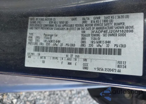 2016 Ford Fiesta Se z USA, uszkodzony, nr VIN 3FADP4EJ2GM182898
